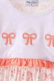 Pink bow embroidery ruffle dress