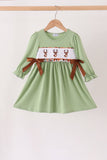 Sage deer embroidery dress