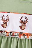 Sage deer embroidery dress