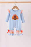 Blue Turkey Applique Ruffle Romper