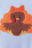Blue Turkey Applique Ruffle Romper