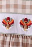 Brown turkey embroidery gingham bloomer set