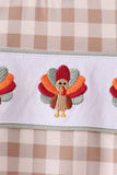 Brown turkey embroidery gingham pants set
