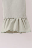 Brown turkey embroidery gingham ruffle pants set