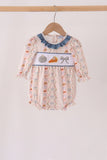 Pumpkin Pie Bow Embroidery Ruffle Bubble