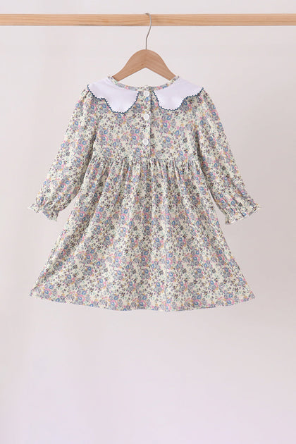 Blue turkey embroidery dress