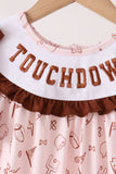 Brown touchdown football embroidery ruffle pants set