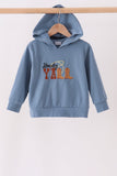 Blue Howdy Y'ALL boots embroidery hoodie