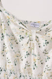 Sage floral smocked tiered mom dress
