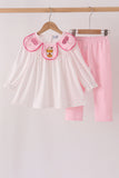 Pink french knot dot pants set