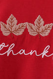 Maroon thankful leaves embroidey gingham pants set
