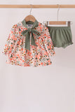Green floral bow bloomer set
