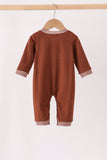 Brown turkey embroidery romper