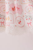 Pink chicken embroidery bloomer set