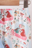 Blue frozen embroidery ruffle pants set