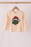 Beige Grinch Applique Top