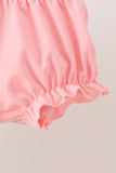 Colorblock character applique ruffle bloomer set