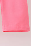 Pink Cowboy Santa Embroidery Ruffle Pants Set