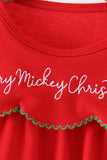 Red christmas character applique ruffle bubble