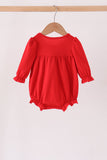 Red christmas character applique ruffle bubble
