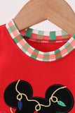 Red christmas character applique romper