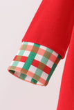 Red christmas character applique romper