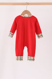 Red christmas character applique romper