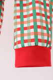 Red christmas character applique gingham pants set