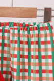 Red christmas character applique gingham ruffle pants set