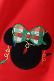 Red christmas character applique dress