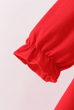 Red christmas character applique dress