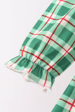 Green Holly Jolly Embroidery Plaid Pants Set