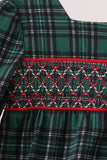 Forest Plaid Smocked Bow Bubble