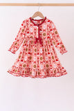 Pink Candy Cane Bow Ruffle Bamboo Dress