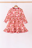 Pink Candy Cane Bow Ruffle Bamboo Dress