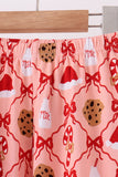 Pink Candy Cane Bow Ruffle Bamboo Mom&me Pajama Set