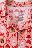 Pink Candy Cane Bow Ruffle Bamboo Mom&me Pajama Set