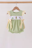Green Princess Frog Embroidery Ruffle Bubble