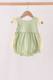 Green Princess Frog Embroidery Ruffle Bubble