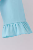 Purple Stripe Frozen Embroidery Ruffle Pants Set