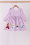 Purple Stripe Frozen Embroidery Dress