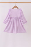 Purple Stripe Frozen Embroidery Dress