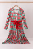 Red Bow Gingham Mom Dress