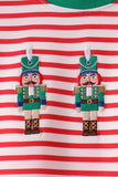 Red Nutcracker Embroidery Stripe Pants Set