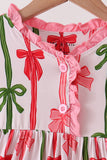 Pink Bow Ruffle Bamboo Dress