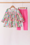Pink Santa Smocked Pants Set