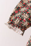 Red Floral Smocked Pants Set