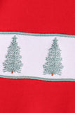 Red Christmas Tree Embroidery Stripe Pants Set