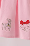 Pink Christmas Embroidery Dress