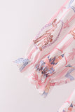 Pink Character Bow Embroidery Ruffle Pants Set